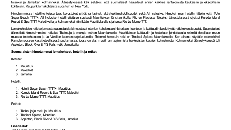 TUI selvitti suomalaisten himotuimman loman – haaveissa siintävät kaukaiset paratiisisaaret