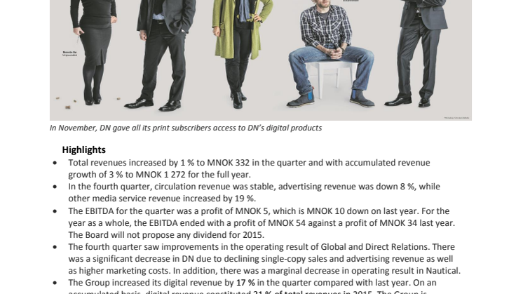 NHST Media Group - Quarterly Report 4th quarter 2015