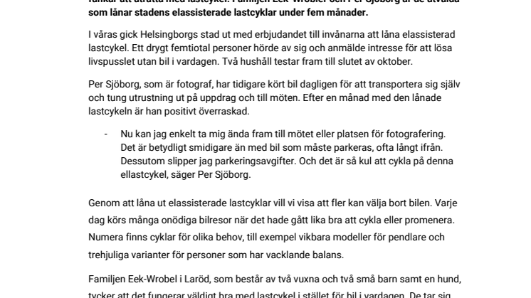 Familj och fotograf lever livet på lastcykel