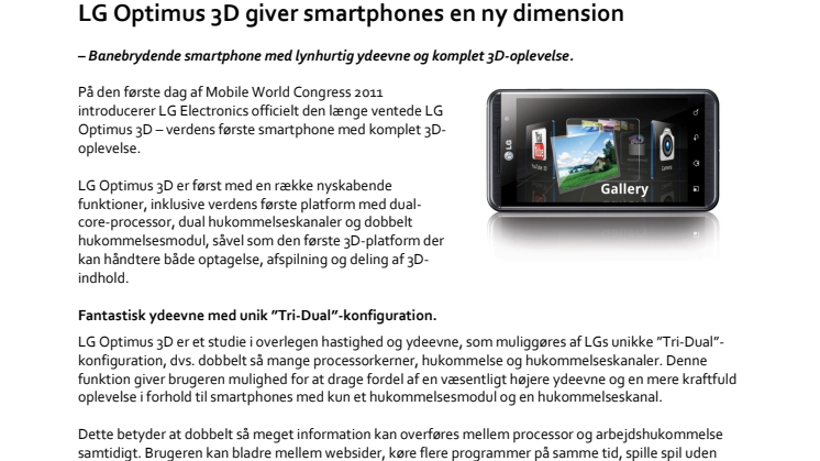 LG Optimus 3D giver smartphones en ny dimension 