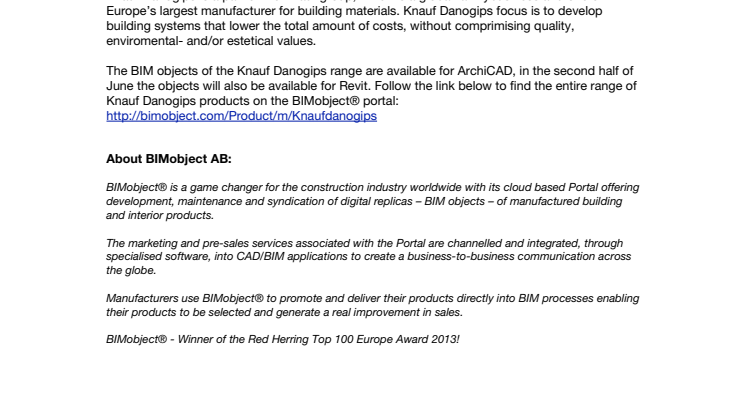 Knauf Danogips release complete set of Multiregel s450 as BIM objects
