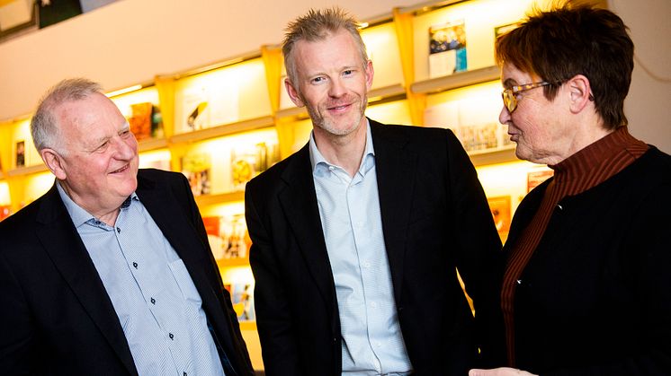 Magnus Viström (mitten) berättar att SCA har ett fortsatt samarbete med flera av de företag som tidigare deltagit i Forest Business Accelerator.