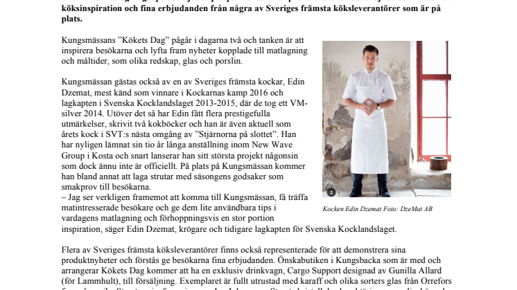  Kockvinnaren ger sina bästa tips på Kungsmässans ”Kökets Dag” 