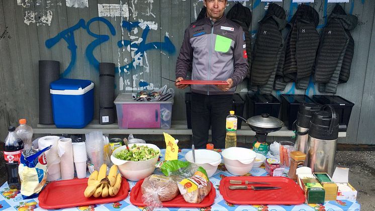 "Lunch tresturangen" när den är riggad och inväntar teamet.