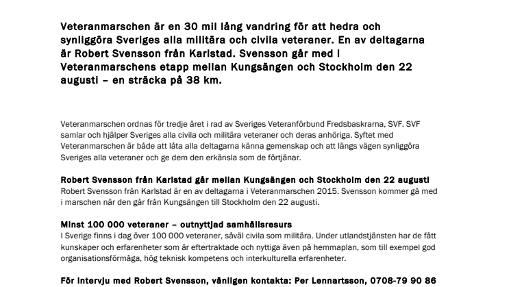 Karlstadbo går med i Veteranmarschen