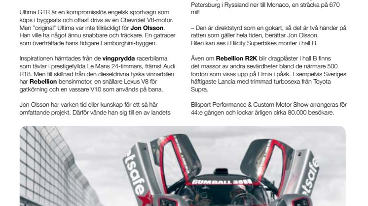 Jon Olssons extrema sportbil till Elmia