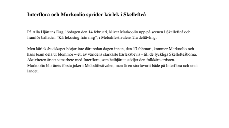 Interflora och Markoolio sprider kärlek i Skellefteå