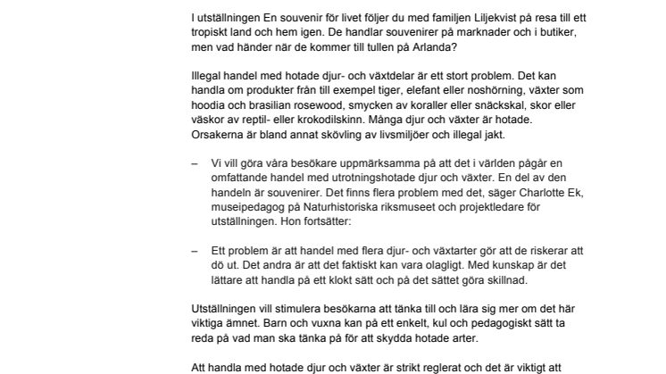 En souvenir för livet – en liten utställning med ett stort budskap