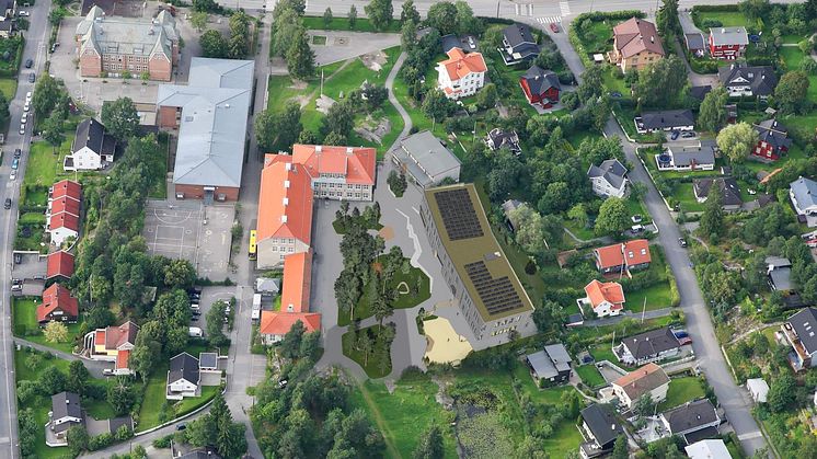 Nordstrand ungdomskole_Skråfoto fra sør