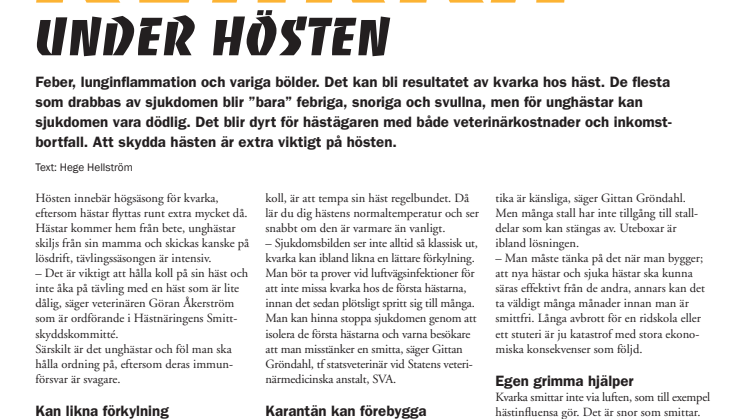 Se upp med kvarka under hösten!