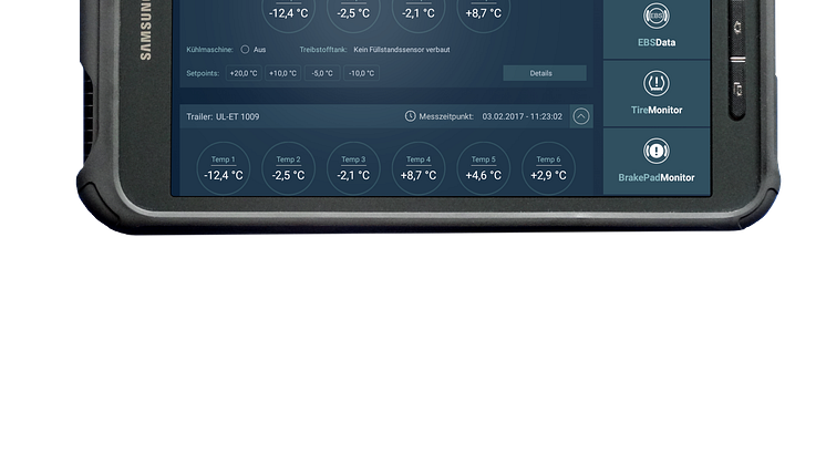 Die cargofleet Driver App lässt das Fahrzeug sprechen, hier beispielsweise die Kühlmaschine