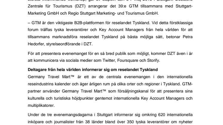 Workshop för Tysklandsturismen i Stuttgart