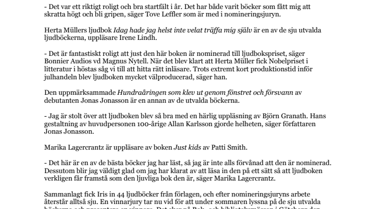Nobelpristagare kan få ljudbokspris i Sverige