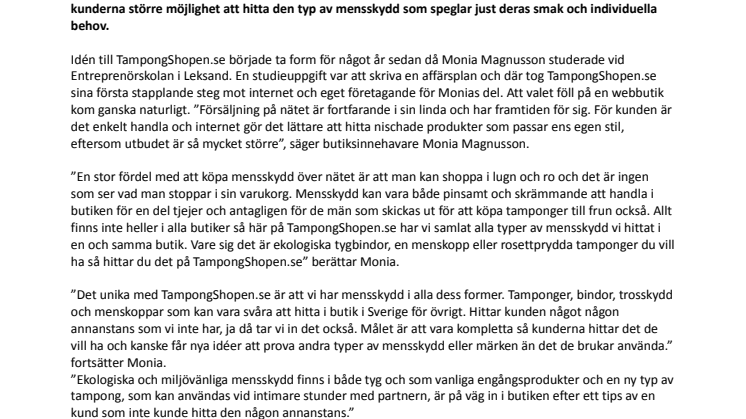 TampongShopen.se – Sveriges bredaste sortiment av mensskydd