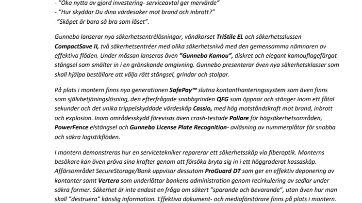 Gunnebos monter på Skydd- En kunskapsresa för en säkrare värld