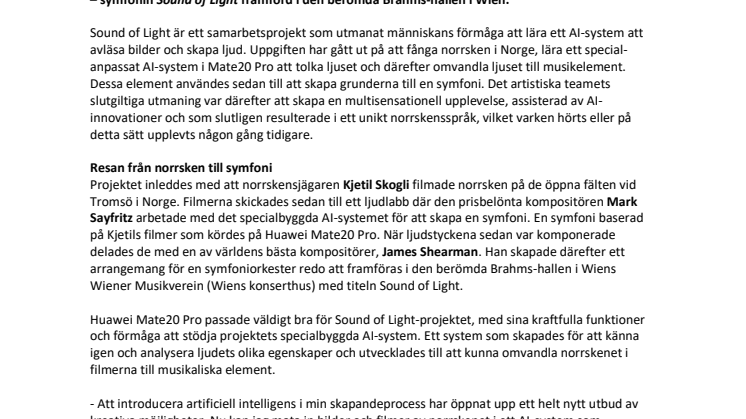 Huawei presenterar ljudet av norrsken – skapat av AI