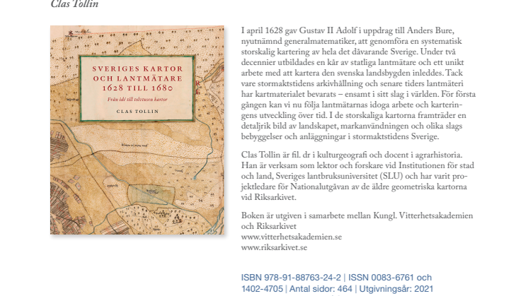 Boknyhet Sveriges kartor och lantmätare 1628 till 1680