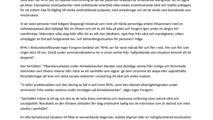RFHL oroas av ökande antal nödställda i svensk vård