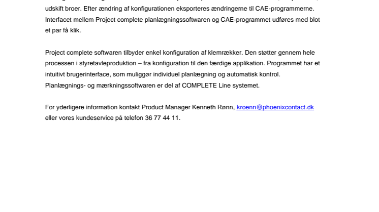 Optimerede interfaces i planlægnings- og mærkningssoftwaren Project complete