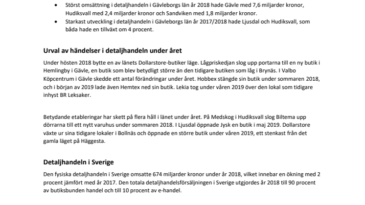 Detaljhandeln i Gävleborgs län omsätter 17,1 miljarder kronor 