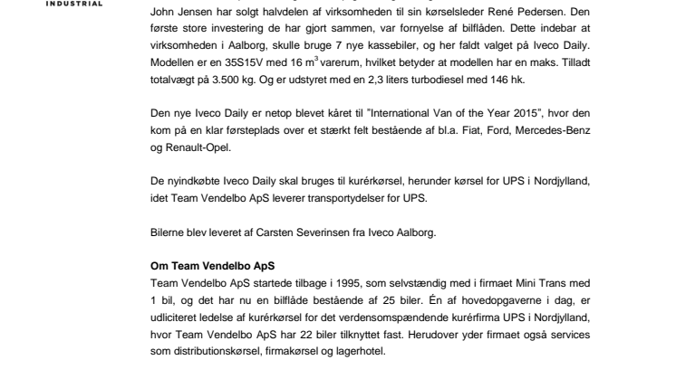 Team Vendelbo køber 7 nye Iveco Daily