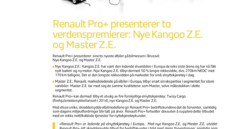 Verdenspremiere: Renault utvider sitt elektriske varebilprogram 