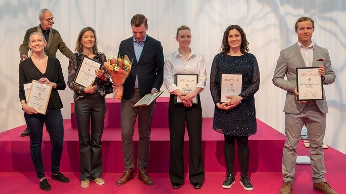 Några av vinnarna i Vinordic Wine Challenge 2018. Foto: Jonas Sveningsson / Stockholmsmässan.