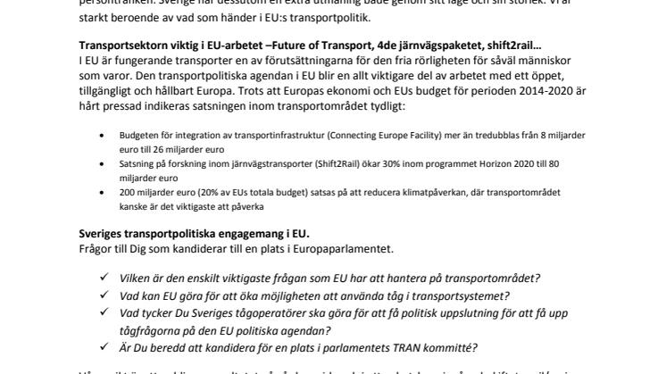 Brev skickat till alla 37 kandidater i EU-valet