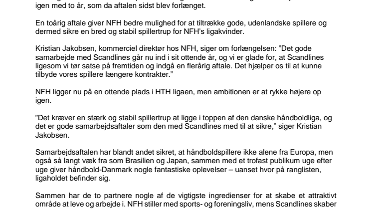 NFH og Scandlines fortsætter et stærkt samarbejde