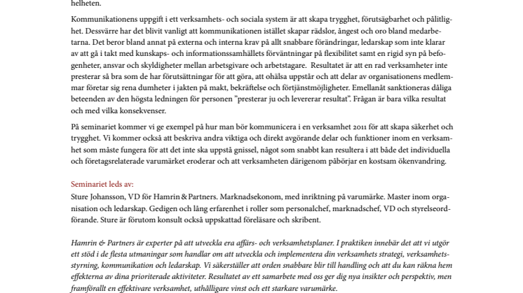 Frukostseminarium 14 april: Konflikt och varumärke – att förstå vad som skapar ”gnissel i maskineriet”