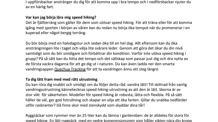 Speed hiking eller Hur du boostar dina vandringsturer