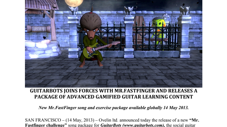 Ovelin launches Mr. Fastfinger Challenge for Online guitar game GuitarBots