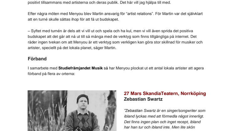 Menyou, The Ballroom Band & Studiefrämjandet på countrydoftande turné