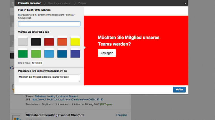 LinkedIn Check-In: Formulardesign