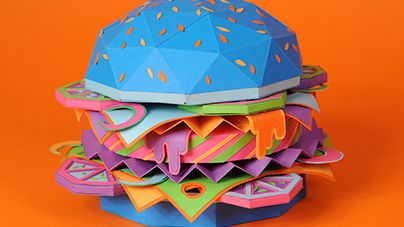 The Future of Food – Burger by Zim&Zou. Zim&Zou är en fransk konstnärsduo bestående av Lucie Thomas och Thibault Zimmermann. Bilden är en del av deras projekt ‘The Future of Food’ skapat för Icon Magazine 104. 