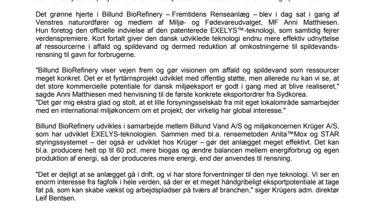 Verdenspremiere på effektiv teknologi til udnyttelse af affald og spildevand