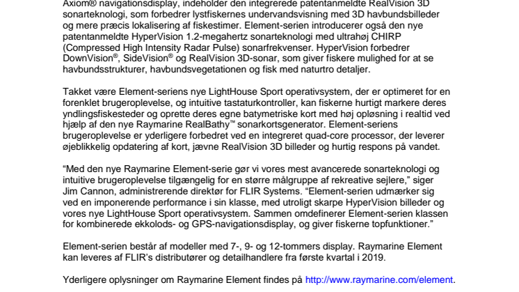 Raymarine: FLIR introducerer Raymarines Element-serie med naturtro ekkolodsbilleder