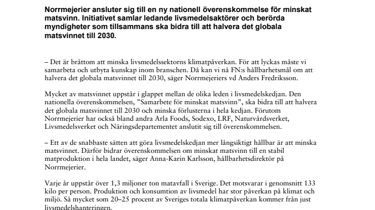Norrmejerier i nationellt samarbete för minskat matsvinn.