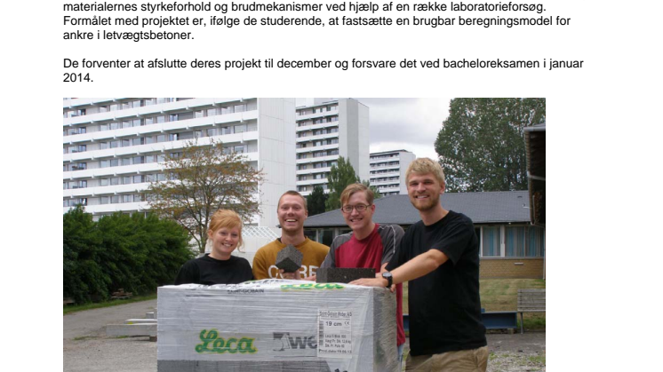 Leca® blokke indgår i bachelorprojekt på Ingeniørhøjskolen Aarhus Universitet