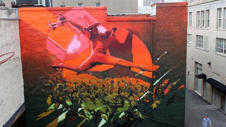 Polish muralist Robert Proch attending No Limit Street Art Borås 2015