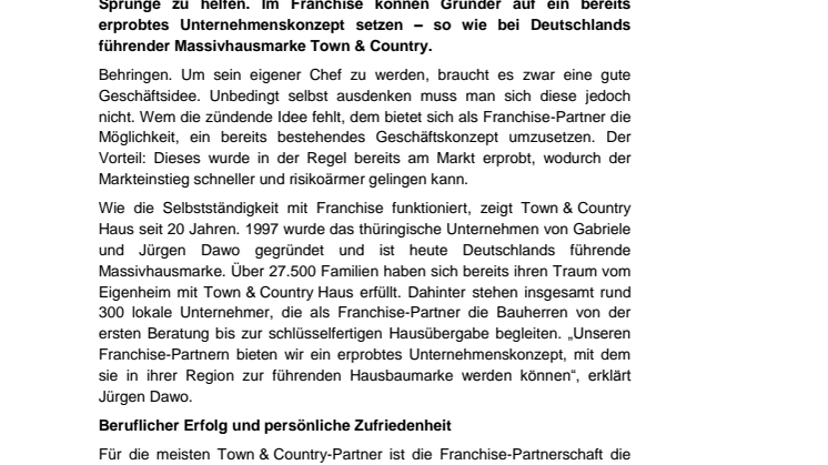 Unternehmensgründung:  Franchise als Option für die zweite Karriere