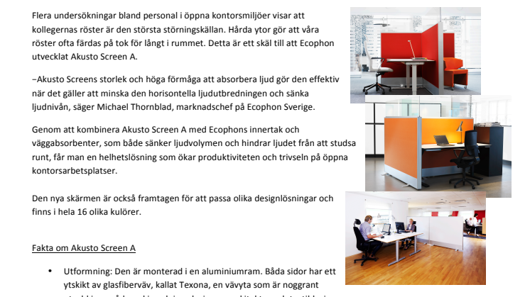 Ny ljudskärm effektiv mot störande ljud på öppna kontor