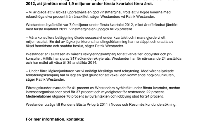 Westanders vinst minskar
