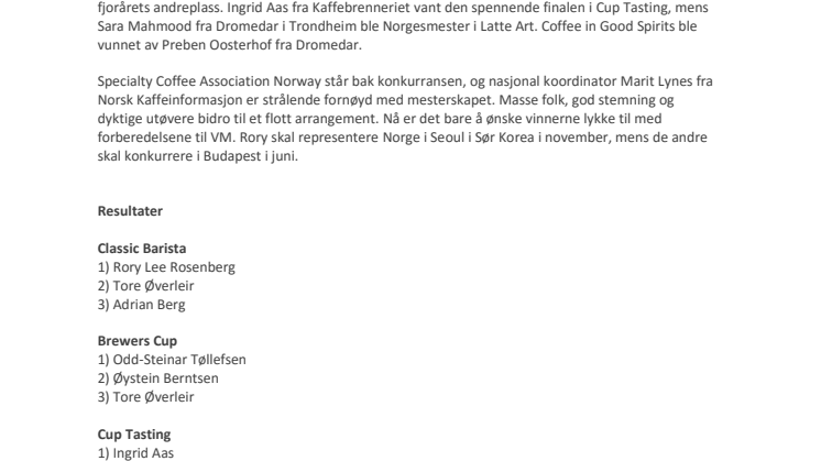 Årets kaffemestere er kåret