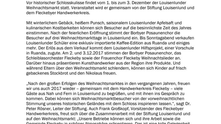 Weihnachtsmarkt auf dem historischen Gelände der Stiftung Louisenlund 