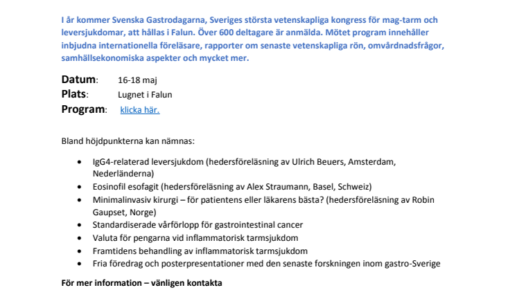Svenska Gastrodagarna intar Falun