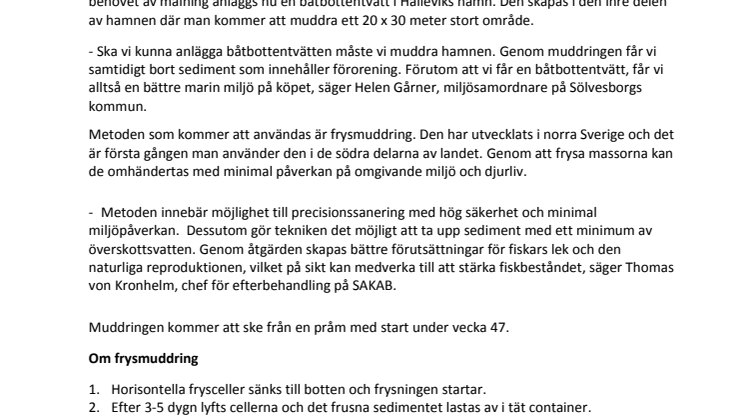 Ny metod ger bättre bottenmiljö i Hälleviks hamn
