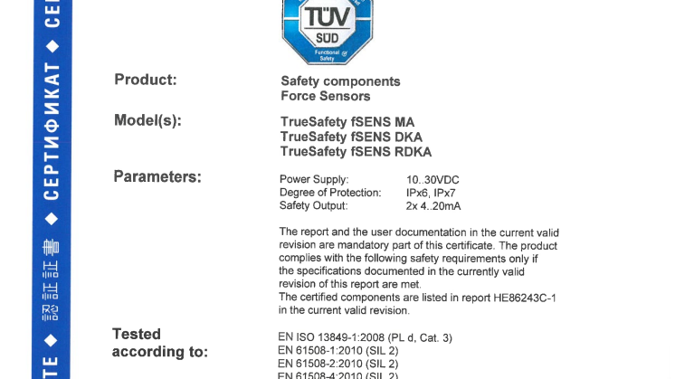 TrueSafety Zertifikat TÜV