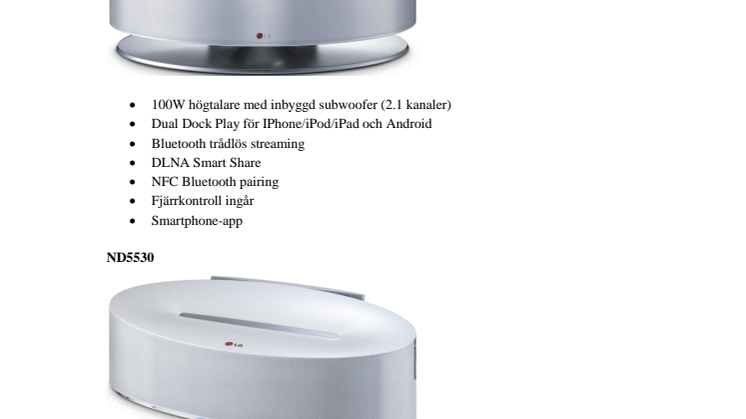 LG DOCKING SPEAKER LINEUP