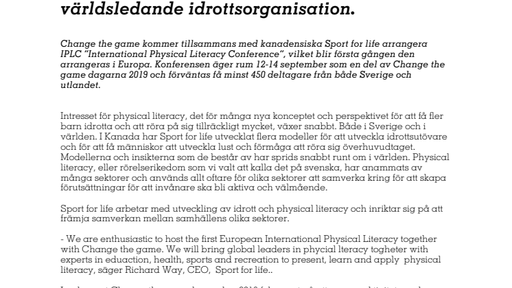Change the game arrangerar stor internationell konferens 2019 i Umeå med världsledande idrottsorganisation. 